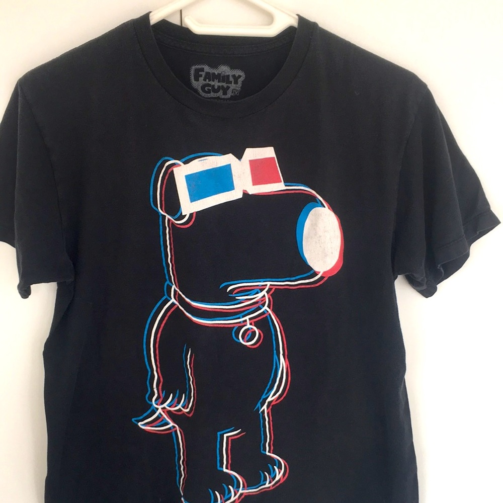 Family Guy Brian Griffin Black T-Shirt Official Cartoon Graphic Crew Neck M
